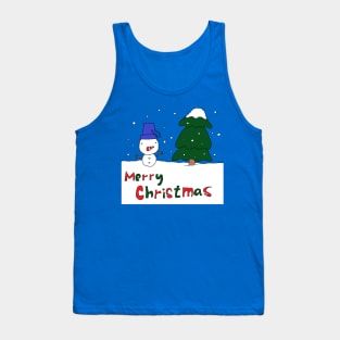 Merry Christmas, Snowman, Tree Tank Top